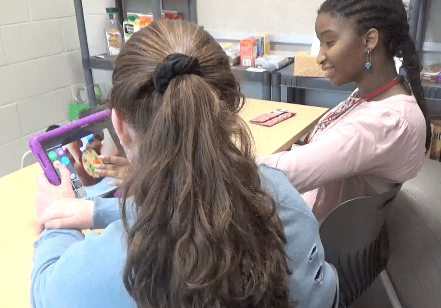 two people talking together