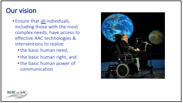 Slide describing the vision of the RERC