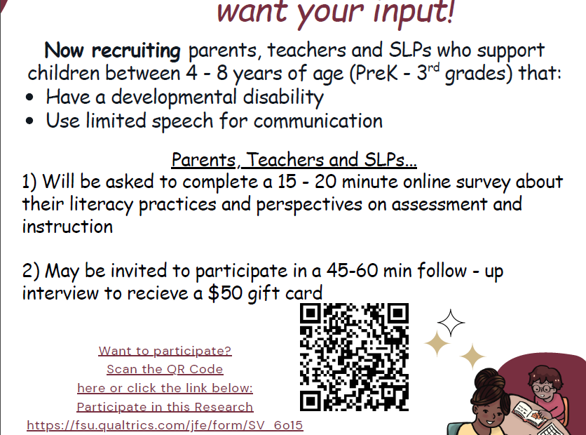 Flyer for Literacy Assessment Phase 1 Study